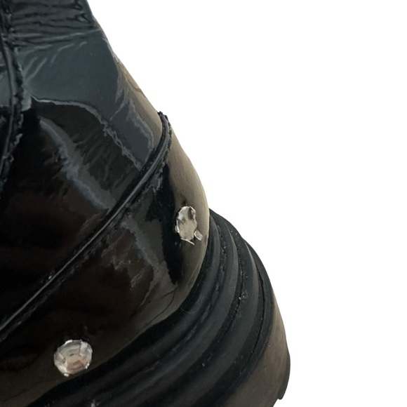 Schutz Combat Boots Rhinestone Black Lace Up Grunge Punk Leather Size 6.5 B - Picture 7 of 10